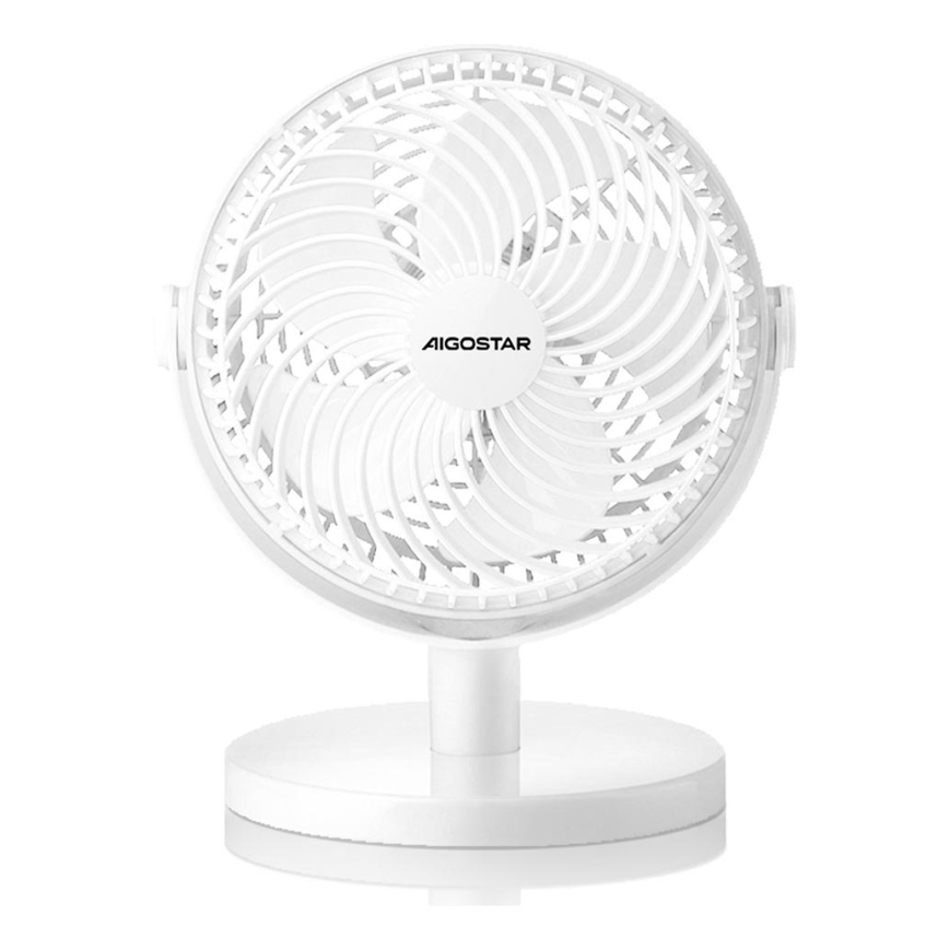 Aigostar - Bordventilator 3W/5V hvid