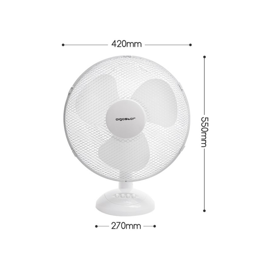 Aigostar - Bordventilator 45W/230V 34 cm hvid