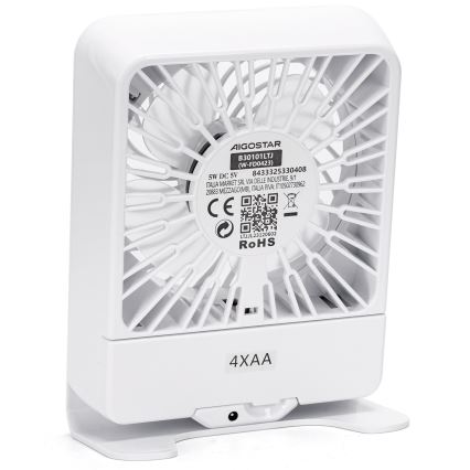 Aigostar - Bordventilator 5W/5V hvid