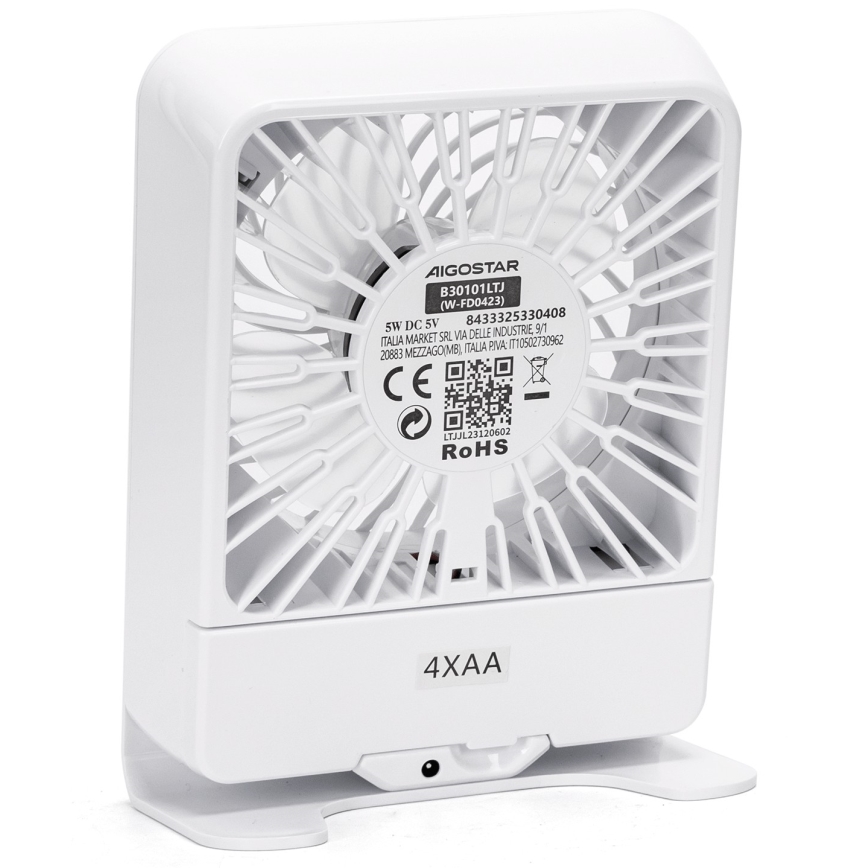 Aigostar - Bordventilator 5W/5V hvid