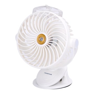 Aigostar - Bordventilator genopladelig med klemme 2W/5V 2400mAh USB hvid