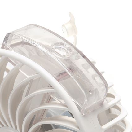 Aigostar - Bordventilator genopladelig med klemme 2W/5V 2400mAh USB hvid