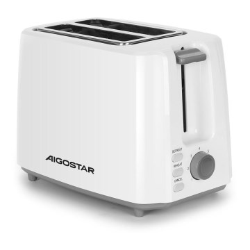 Aigostar - Brødrister med 2 åbninger 750W/230V hvid