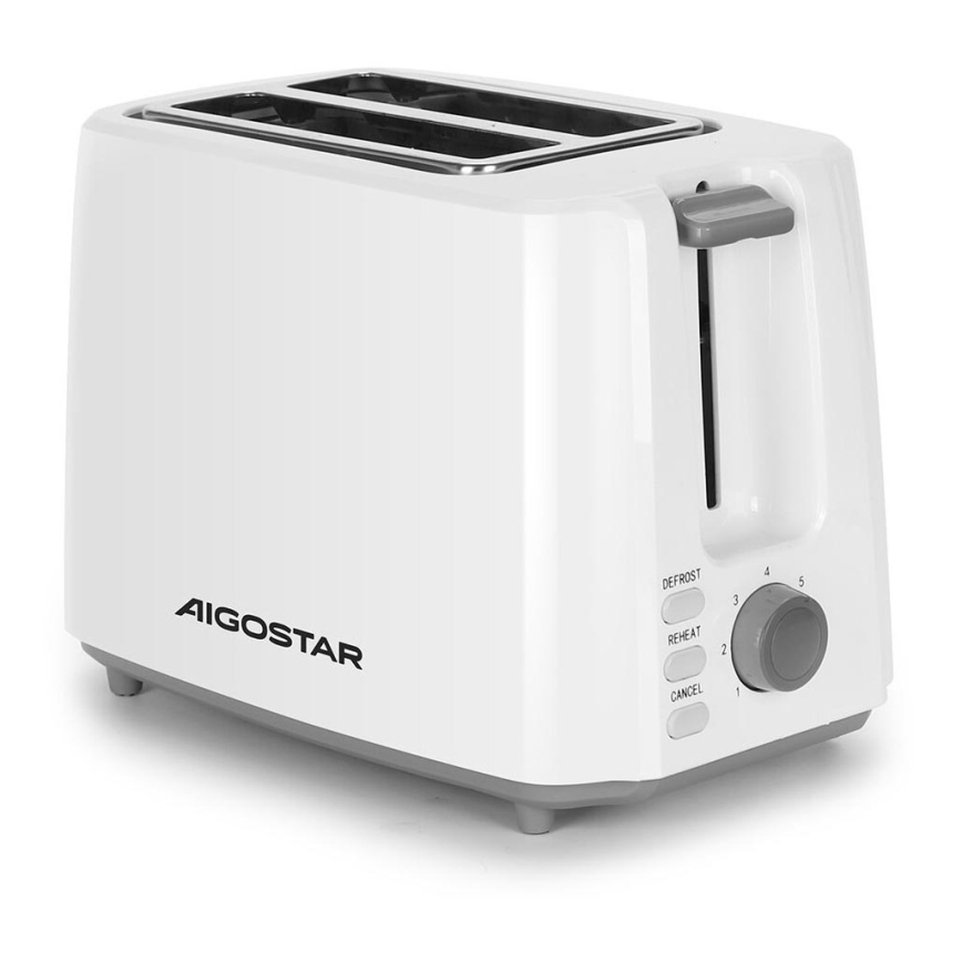 Aigostar - Brødrister med 2 åbninger 750W/230V hvid