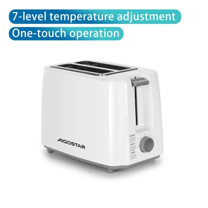 Aigostar - Brødrister med 2 åbninger 750W/230V hvid
