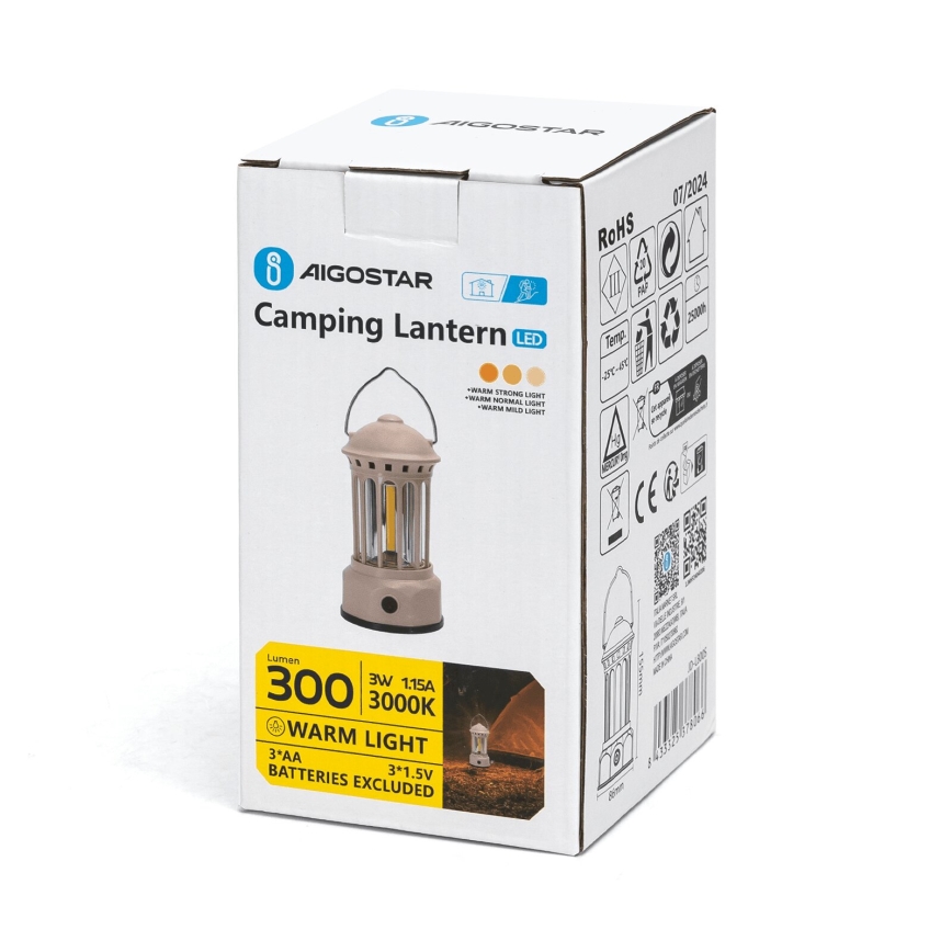 Aigostar - Bærbar LED campinglampe LED/3W/3xAA