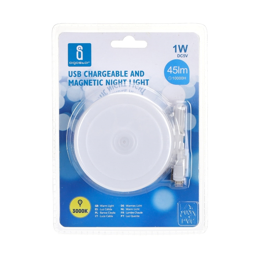 Aigostar - Bærbar LED natlampe LED/1W/5V 3000K + USB