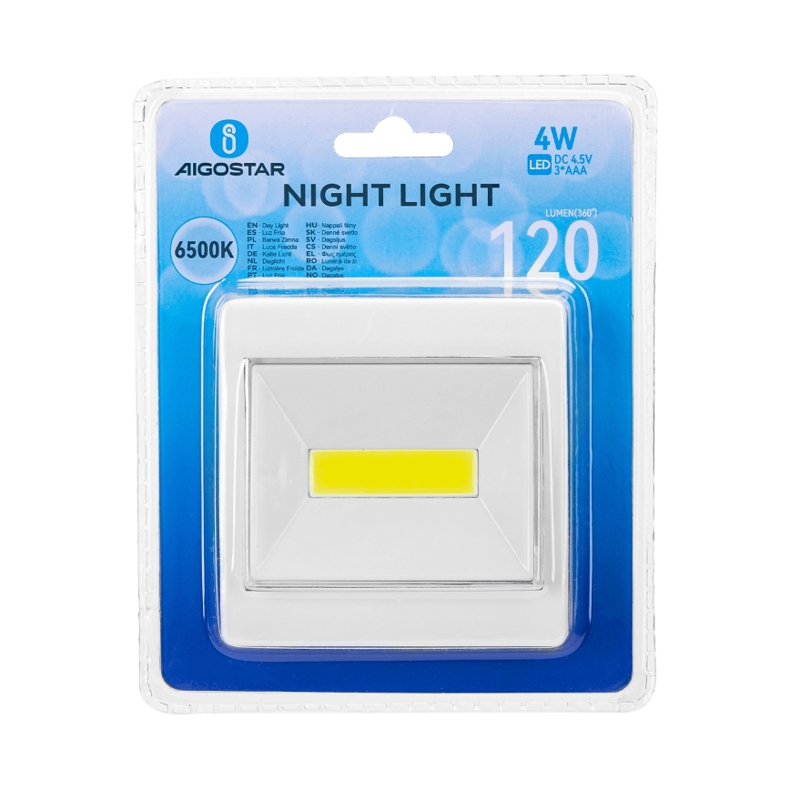 Aigostar - Bærbar LED-natlampe LED/3xAAA 6500K