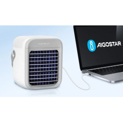 Aigostar - Bærbar luftkøler 8W/5V hvid