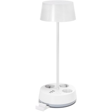 Aigostar - Dimmable LED bordlampe med stikkontakter og USB LED/4,6W/230V 3000/4000/6500K hvid