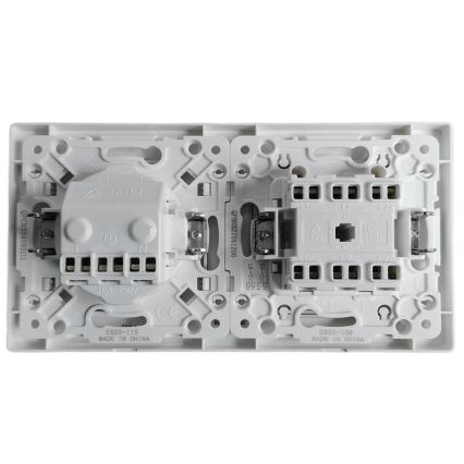Aigostar - Dobbelt afbryder nr. 6 + 6 og SCHUKO-stikkontakt 250V med ramme i hvid