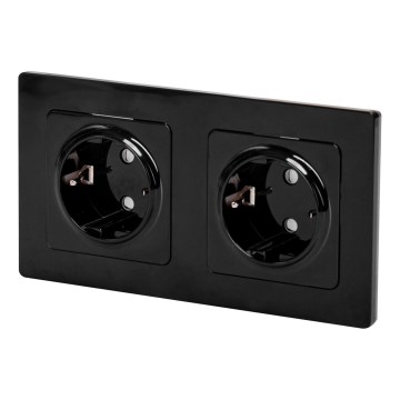 Aigostar - Dobbelt stikkontakt til hjemmet med ramme SCHUKO 230V/16A sort