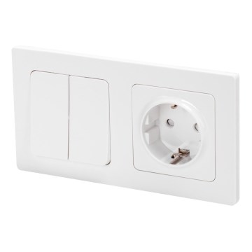 Aigostar - Dobbeltafbryder nr. 1 og SCHUKO-stikkontakt 250V med ramme, hvid