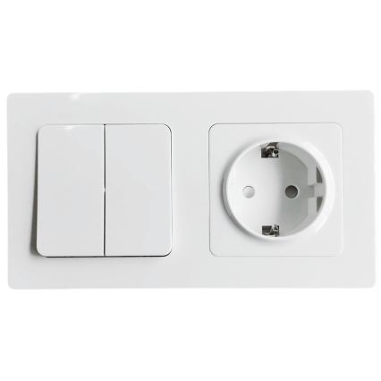 Aigostar - Dobbeltafbryder nr. 1 og SCHUKO-stikkontakt 250V med ramme, hvid