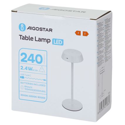Aigostar - Dæmpbar LED bordlampe AMBIENT LED/2,4W/5V 3000-6500K hvid