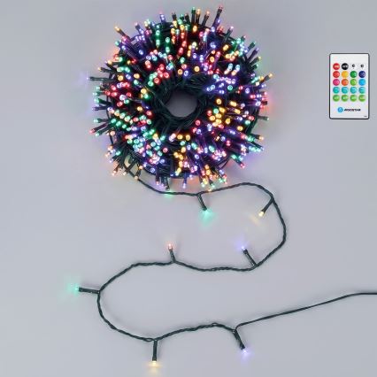Aigostar - LED-dæmpbar udendørs julelyskæde med bevægelsessensor 100xLED/3xAA 12m multifarvet + fjernbetjening