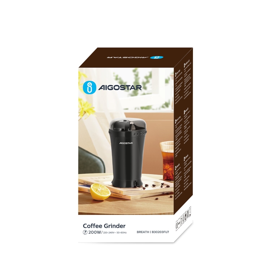 Aigostar - Elektrisk kaffekværn 60 g 200W/230V sort