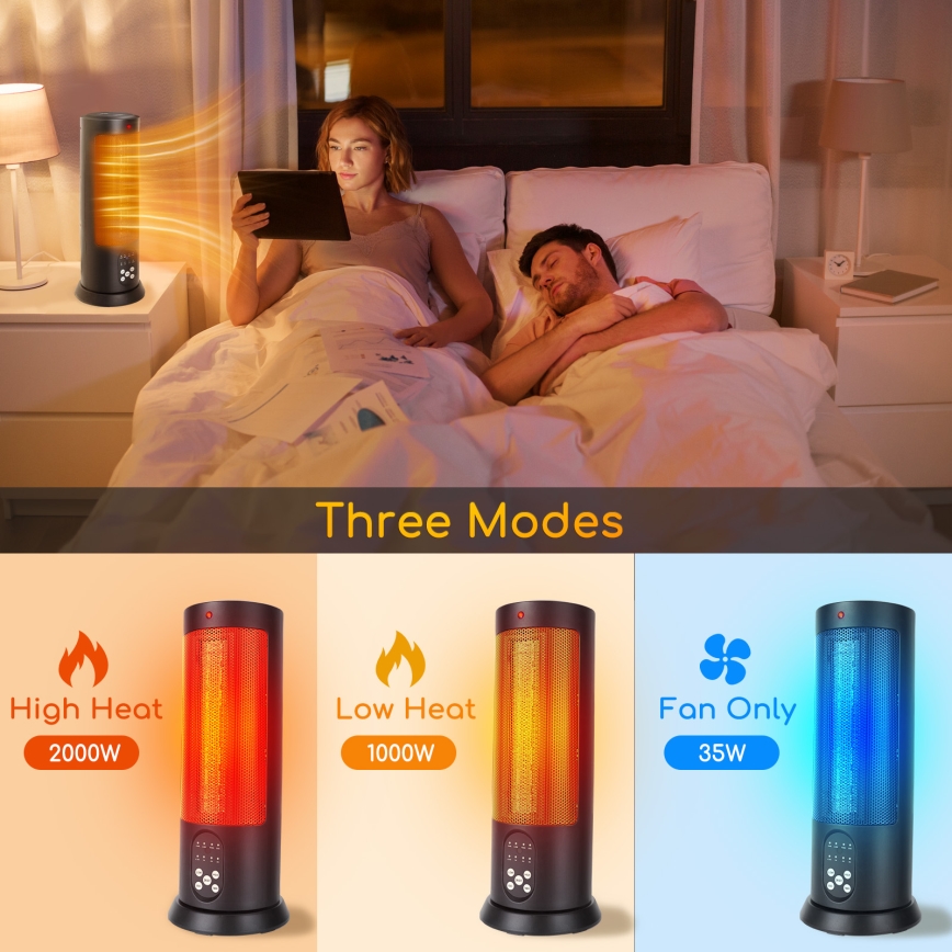 Aigostar - Elektrisk varmeapparat 1500 W/230 V med fjernbetjening