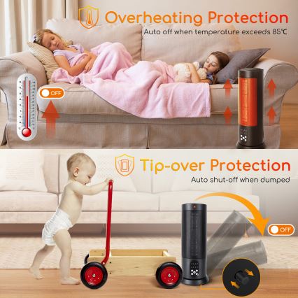 Aigostar - Elektrisk varmeapparat 1500 W/230 V med fjernbetjening