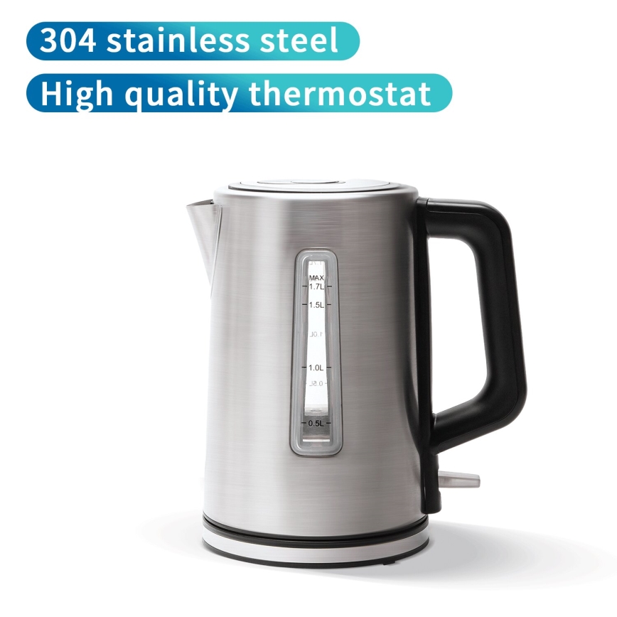 Aigostar - Elkedel 1,7l 2200W/230V mat krom