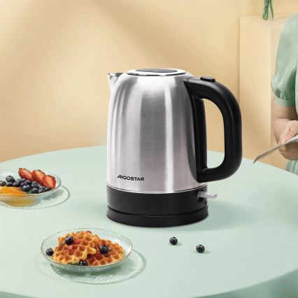 Aigostar - Elkedel 1,7l 2200W/230V mat krom