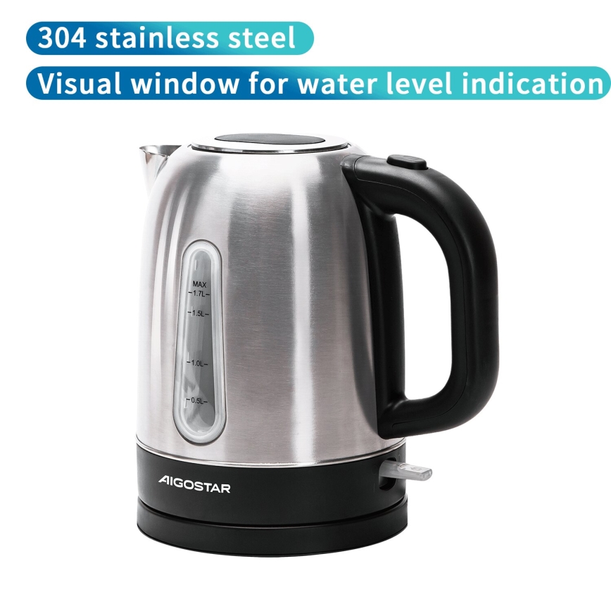 Aigostar - Elkedel 1,7l 2200W/230V mat krom