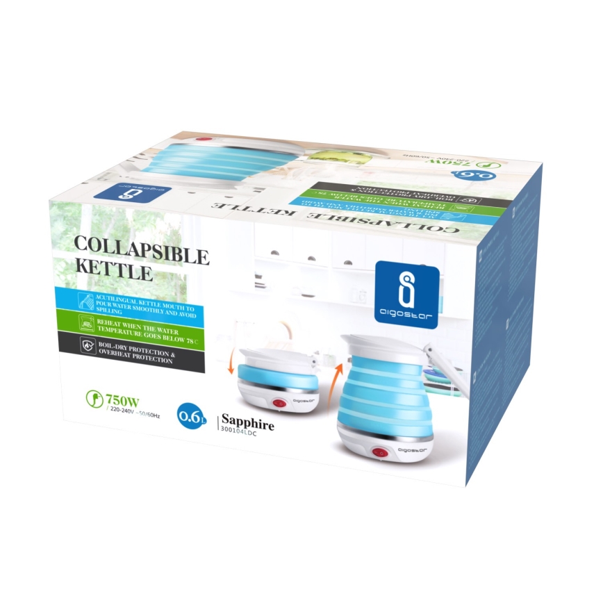Aigostar - Elkedel til rejser 600 ml 1000W/230V