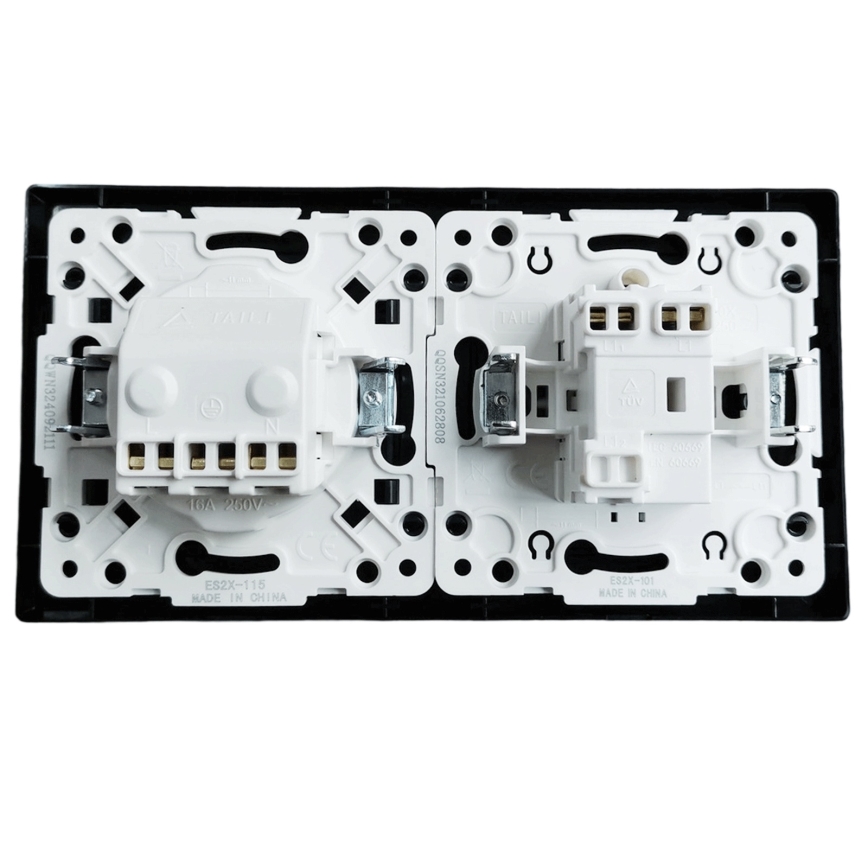 Aigostar - Enpolet afbryder nr. 1 og SCHUKO-stikkontakt 230 V med ramme, sort
