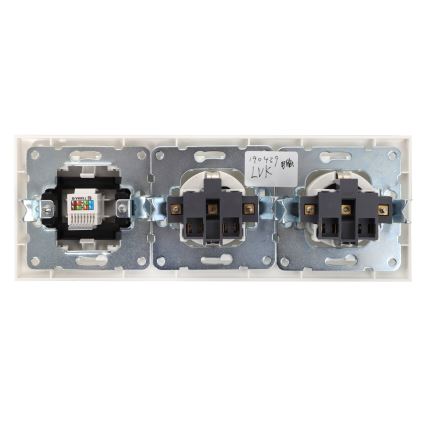 Aigostar - Ethernet-udtag og 2x SCHUKO-stikkontakter med hvid ramme