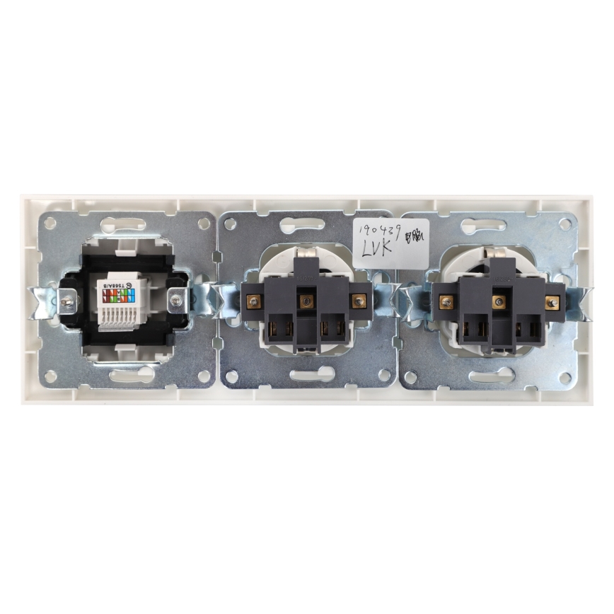 Aigostar - Ethernet-udtag og 2x SCHUKO-stikkontakter med hvid ramme