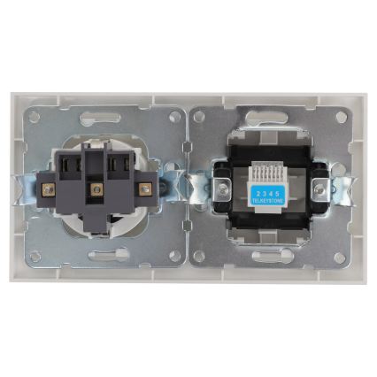 Aigostar - Ethernetudtag og SCHUKO-udtag med ramme, hvid