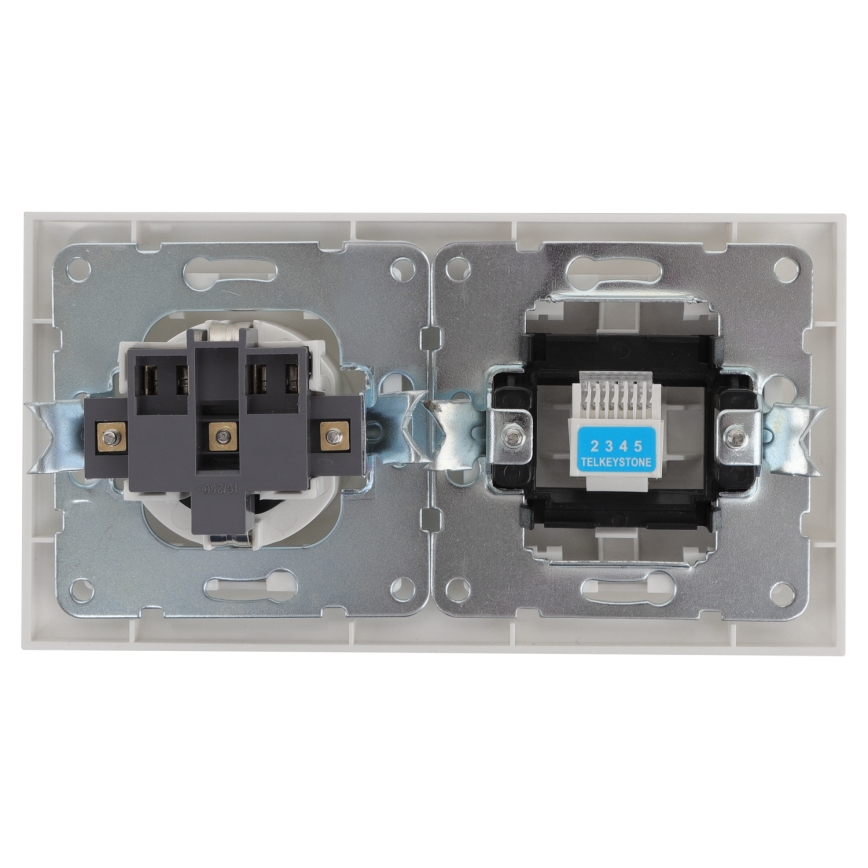 Aigostar - Ethernetudtag og SCHUKO-udtag med ramme, hvid