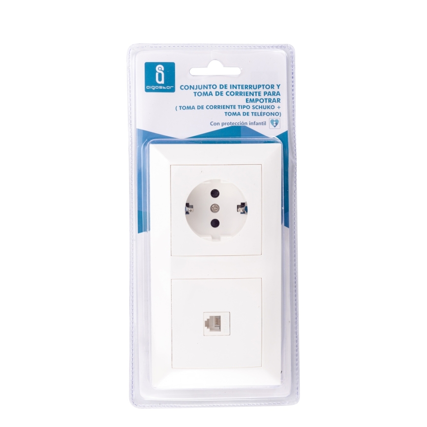 Aigostar - Ethernetudtag og SCHUKO-udtag med ramme, hvid