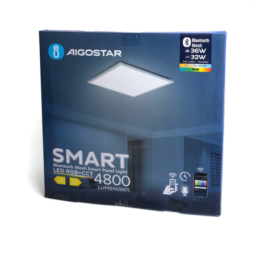 Aigostar - Fastmonteret LED panel m. RGBW-farver dæmpbart MESH LED/36W/230V 60x60 cm