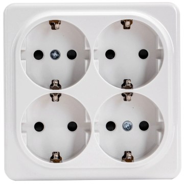Aigostar - Firedobbelt vægstikkontakt SCHUKO 250V hvid