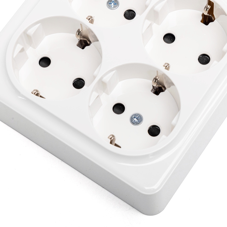 Aigostar - Firedobbelt vægstikkontakt SCHUKO 250V hvid