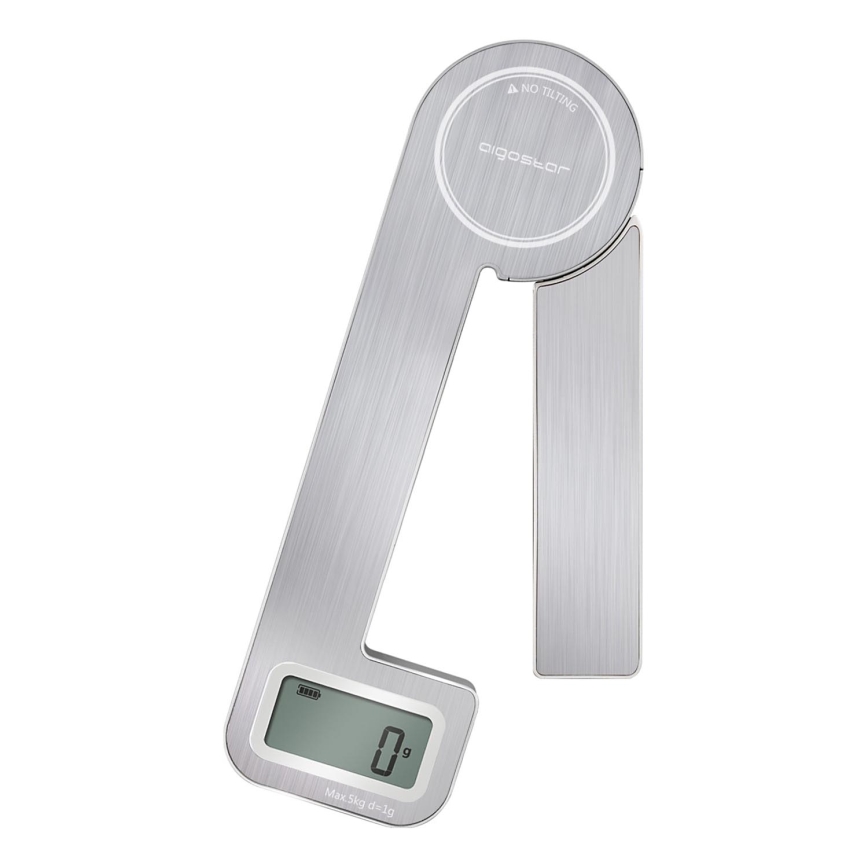 Aigostar - Foldbar køkkenvægt 5 kg mat krom