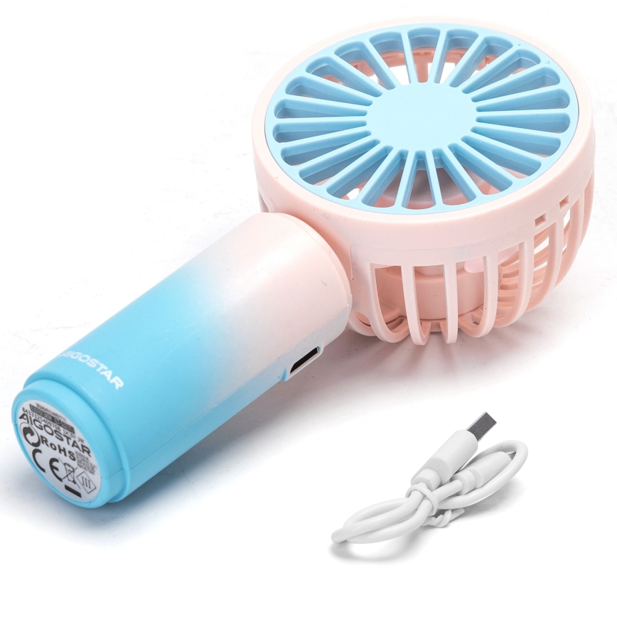 Aigostar - Genopladelig lommeventilator 3W/5V 500 mAh USB lyserød/blå