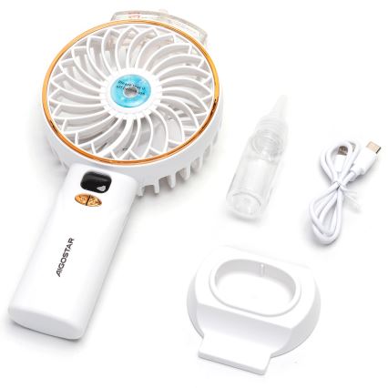 Aigostar - Genopladelig lommeventilator 5W/5V 2400mAh USB hvid