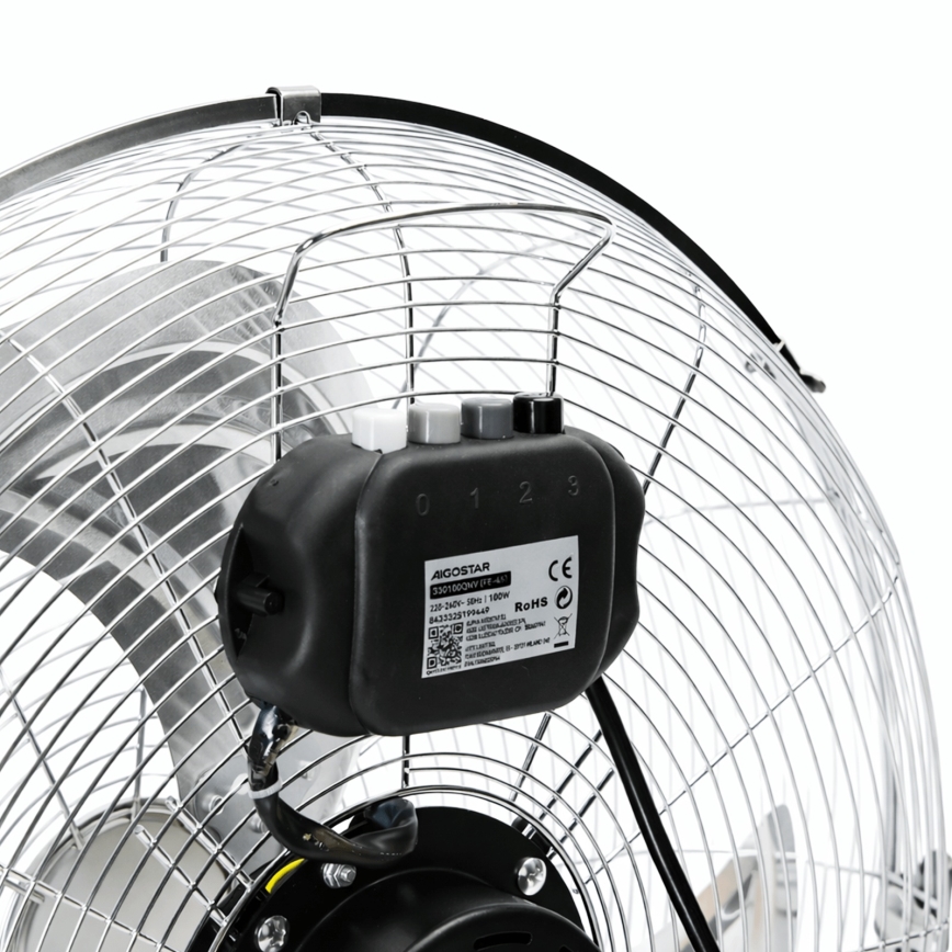 Aigostar - Gulvventilator 100 W/230 V, Ø 54 cm, forkromet