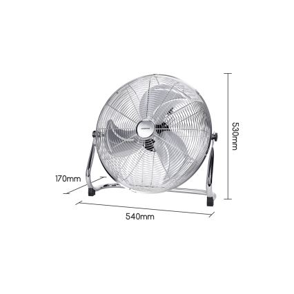 Aigostar - Gulvventilator 100W/230V, Ø 54 cm, blank krom