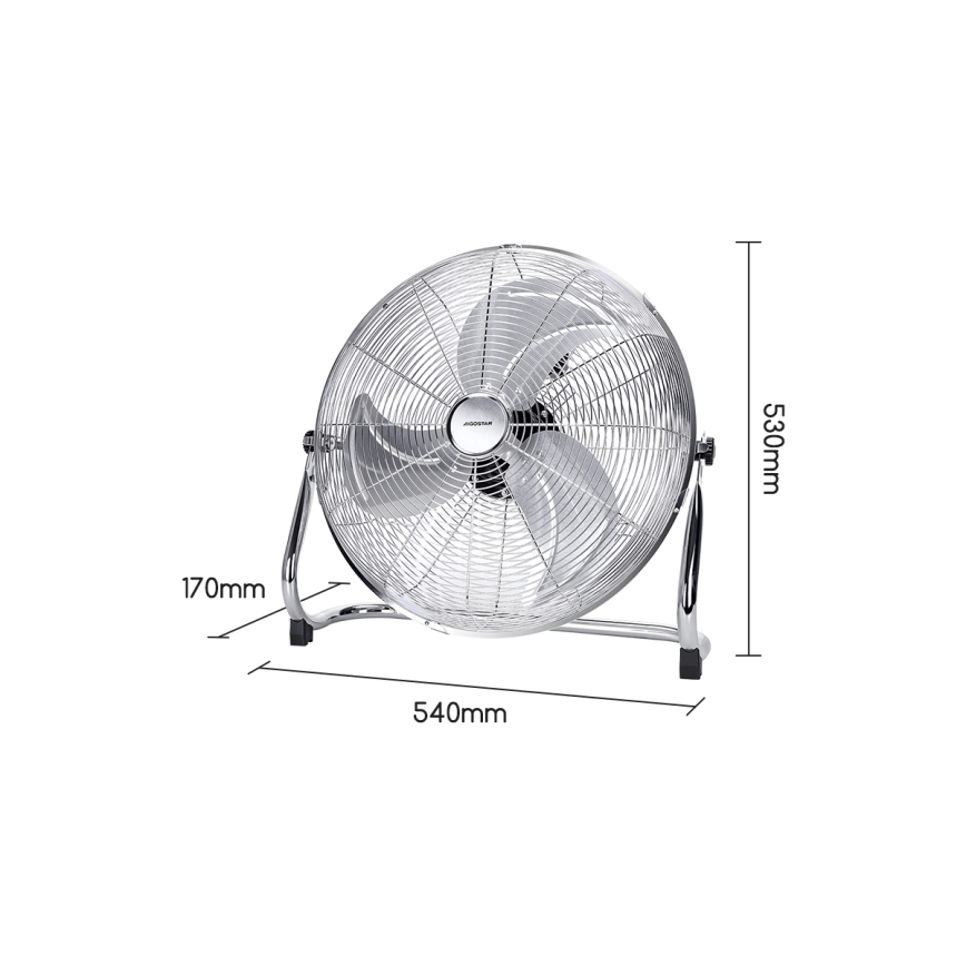 Aigostar - Gulvventilator 100W/230V, Ø 54 cm, blank krom