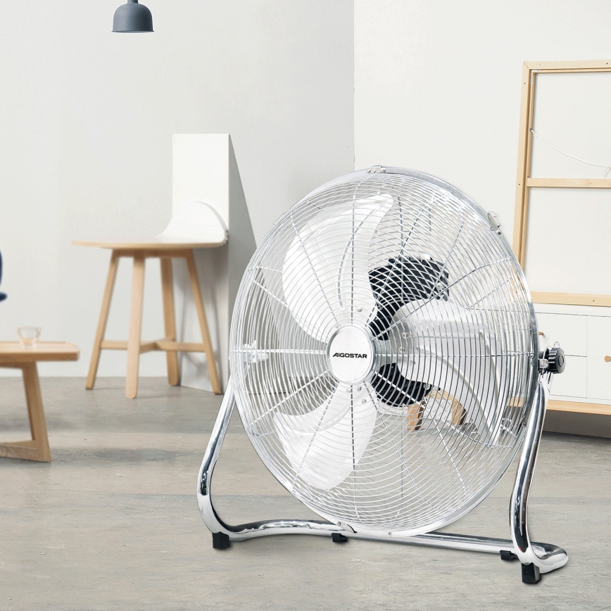 Aigostar - Gulvventilator 100W/230V skinnende krom