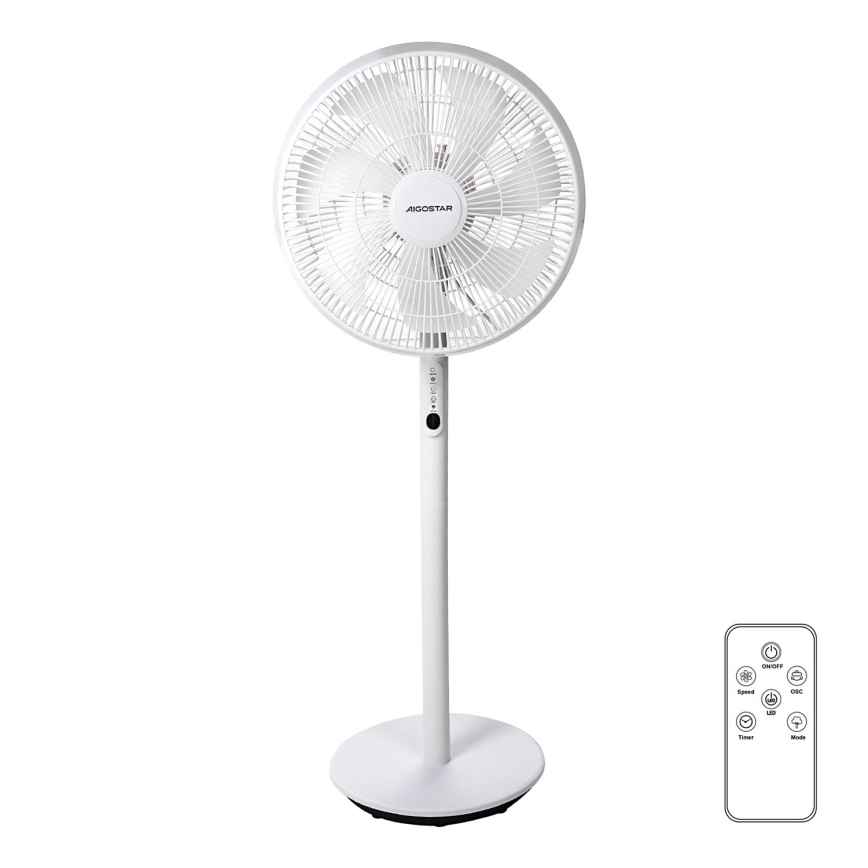Aigostar - Gulvventilator 2-i-1 45W/230V hvid + fjernbetjening