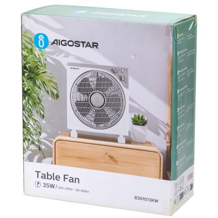 Aigostar - Gulvventilator 35W/230V Ø 30 cm hvid/grå