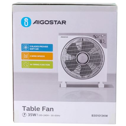 Aigostar - Gulvventilator 35W/230V Ø 30 cm hvid/grå