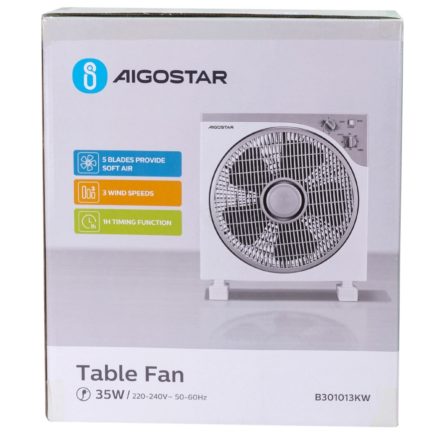 Aigostar - Gulvventilator 35W/230V Ø 30 cm hvid/grå