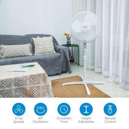 Aigostar - Gulvventilator 40W/230V 120 cm hvid