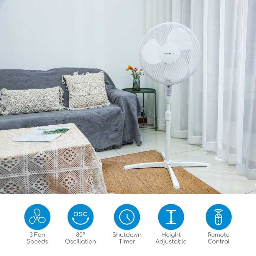 Aigostar - Gulvventilator 40W/230V 120 cm hvid