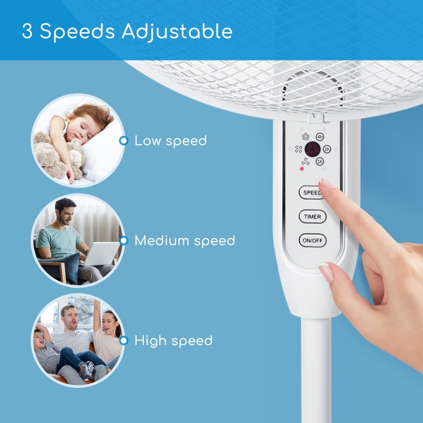 Aigostar - Gulvventilator 40W/230V 120 cm hvid